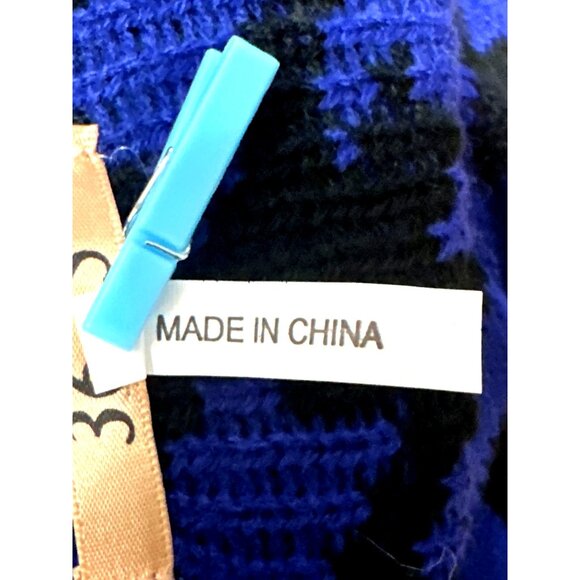 36 Point 5 Small Blue Black Houndstooth Crop Sweater Bold Knit Streetwear - Picture 9 of 11